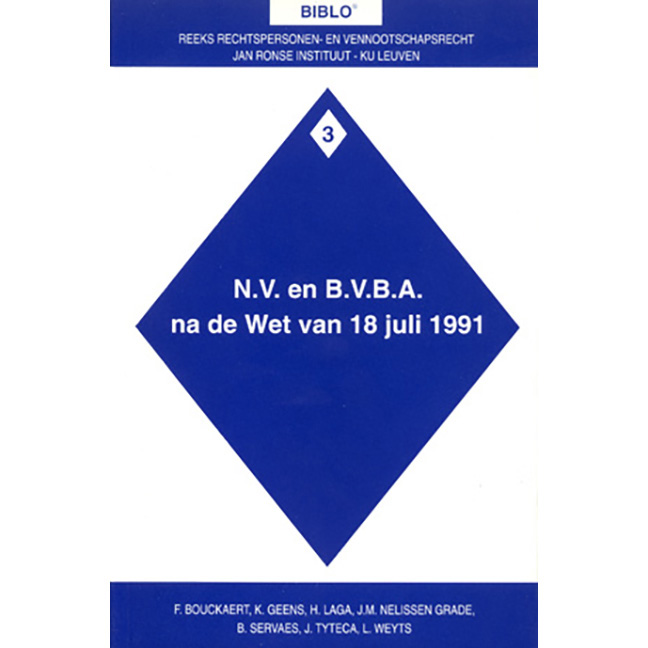 NV en BVBA na de Wet van 18 juli 1991
